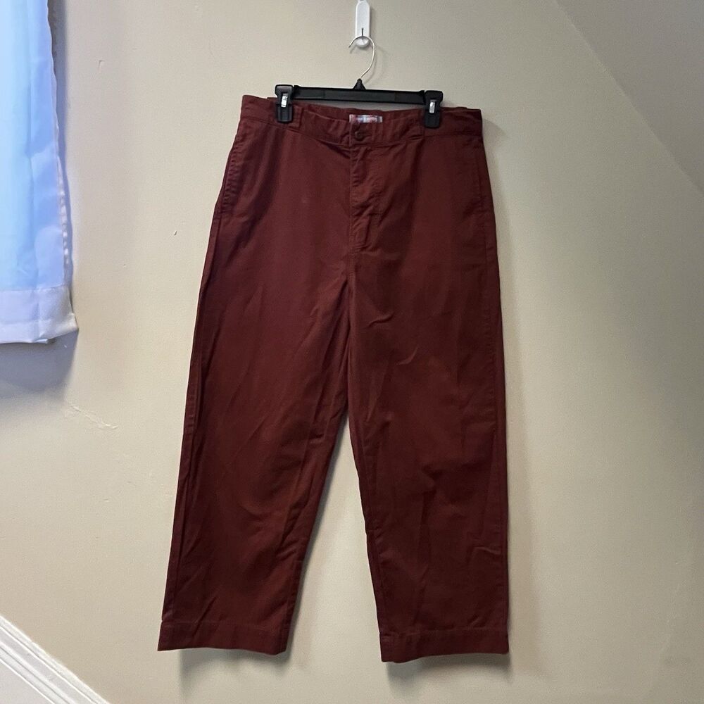 URBAN OUTFITTERS Men’s Wide Leg Chino Cotton Twill Skate Pants, Wine Red- 34x30